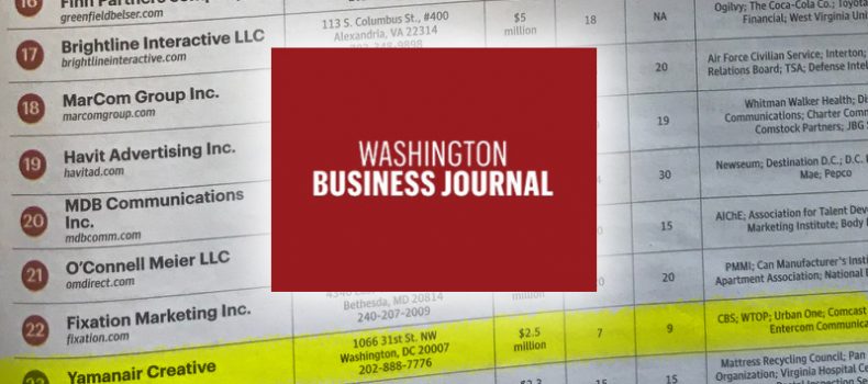 YamanAir Creative Named Top 25 Ad Agencies by Washington Business Journal