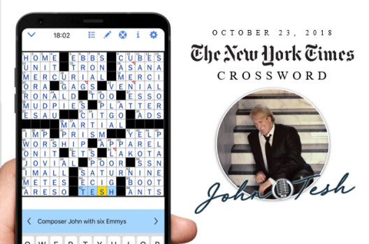 John Tesh featured in The New York Times Crossword Puzzle
