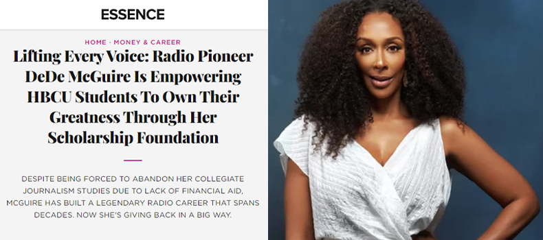 DeDe featured in Essence Magazine Highlighting Her HBCU Scholarship Program